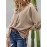 Tucked Rollable Sleeve Blouse, Casual V Neck Simple Blouse, Women's Clothing