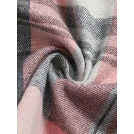 Plaid Print Simple Shirt, Casual Button Front Long Sleeve Shirt, Women's Clothing