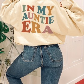 Letter Print Pullover Sweatshirt, Casual Long Sleeve Crew Neck Sweatshirt For Fall & Winter, Women's Clothing