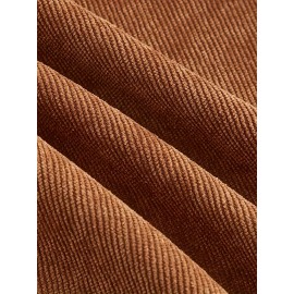 Solid Corduroy Straight Leg Pants, Vintage Patched Pocket Loose Pants, Women's Clothing