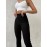 Solid Ribbed Flare Leg Pants, High Waist Slim Elastic Pants, Women's Clothing