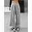 Slant Pockets Wide Leg Pants, Casual Letter Print Loose Elastic High Waist Pants For Fall, Women's Clothing