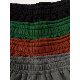 Letter Print Jogger Pants 4 Pack, Casual Elastic Waist Sporty Pants, Women's Clothing